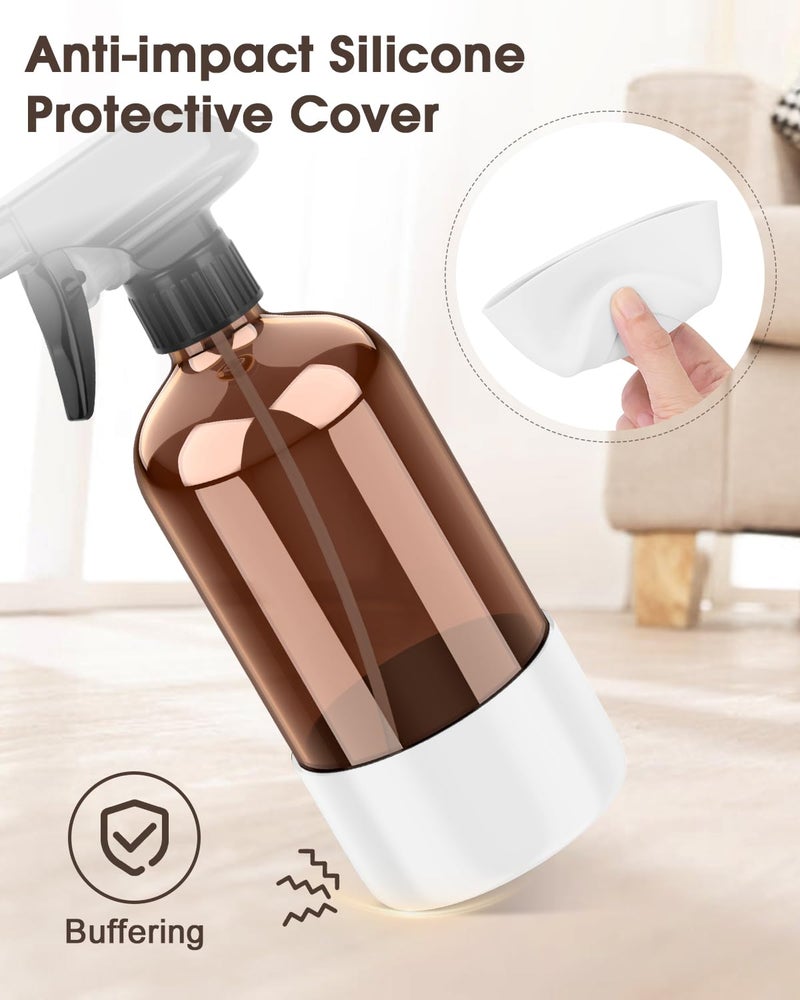 Bontip Glass Spray Bottle with Silicone Sleeve Protection, Amber Glass Spray Bottle Set for Window Cleaner Aromatherapy Facial Hydration Watering Flowers Hair Care 2 Pack/16 oz (White & Orange, 16 oz) - Image 4